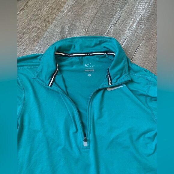 Nike Dri Fit Running Quarter Zip Long Sleeve Jacket Top Athleisure Teal Blue S - Picture 6 of 11